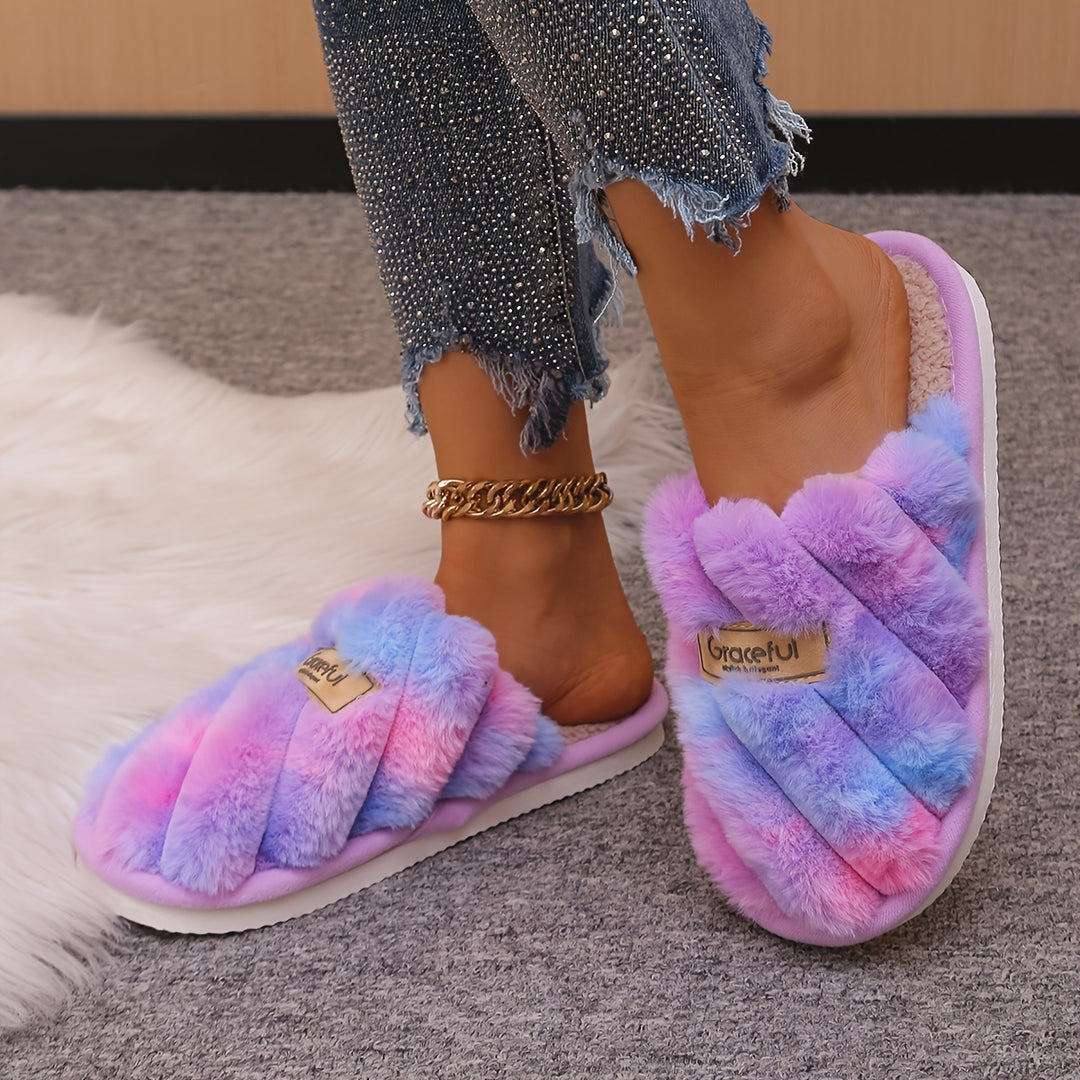 Unisex Casual Striped Slip-on Slippers, All-Season Non-Slip Comfort Indoor Floor Shoes, Fabric Upper/Inner with EVA Sole, Hand Washable - Cozy Home Footwear