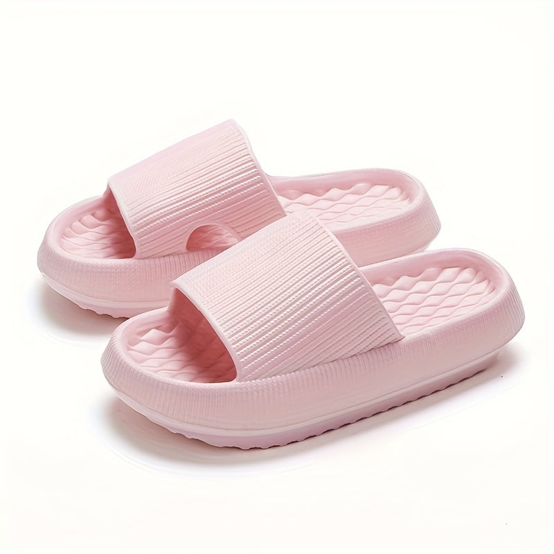 Solid Color EVA Pillow Slides, Lightweight Soft Sole Home Shower Slides, Comfort Beach Slides