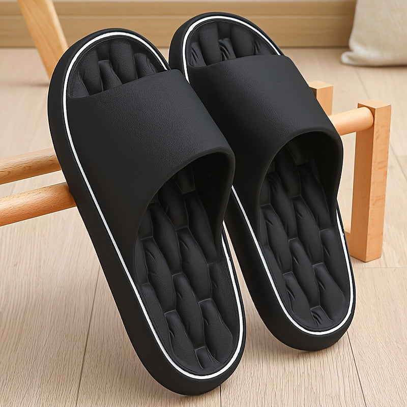 Unisex Solid Colour Open Toe Breathable Slippers, Comfy Non Slip Casual EVA Slides For Men's & Women's Indoor Activities