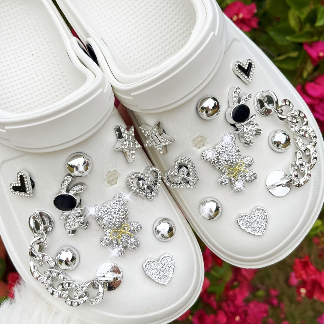 20pcs Broken Bear Love Chain Decorations DIY Shoe Flowers for Detachable Slippers Garden Shoes