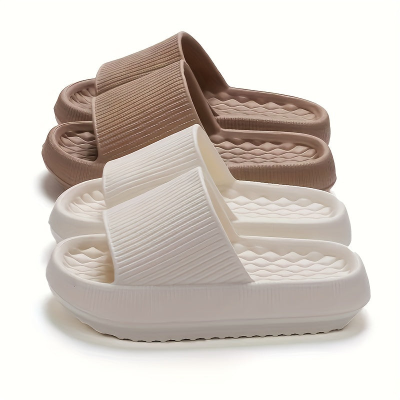 Solid Color EVA Pillow Slides, Lightweight Soft Sole Home Shower Slides, Comfort Beach Slides
