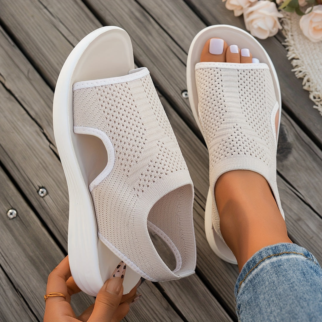 Gentle Care| Women's Comfortable Lightweight Arch Support Sandals, Solid Color Fabric Upper with Cushioned Insole and Faux Sole, Breathable Plant Fascia Relief for Spring/Summer
