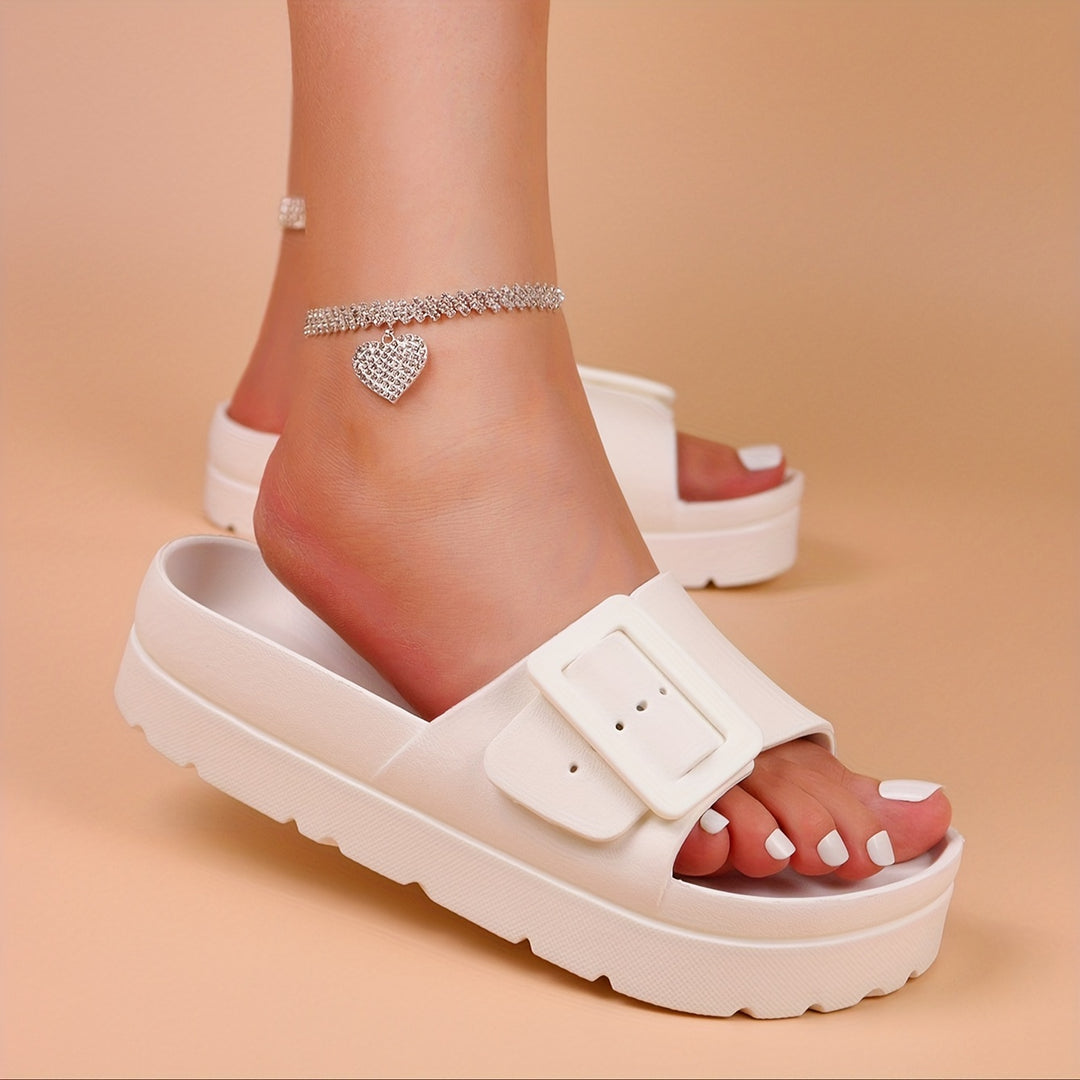 Women's Adjustable Buckle Outdoor Slippers, Casual & Comfortable Indoor Slippers, Women's Beach Slides