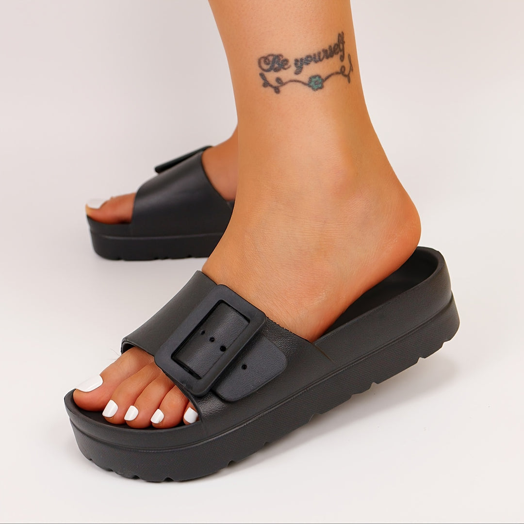 Women's Adjustable Buckle Outdoor Slippers, Casual & Comfortable Indoor Slippers, Women's Beach Slides