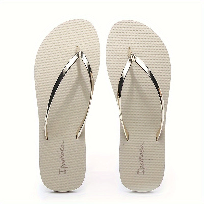 Women's Trendy Flip Flops, Casual Clip Toe Summer Shoes, Lightweight Slip On Beach Shoes