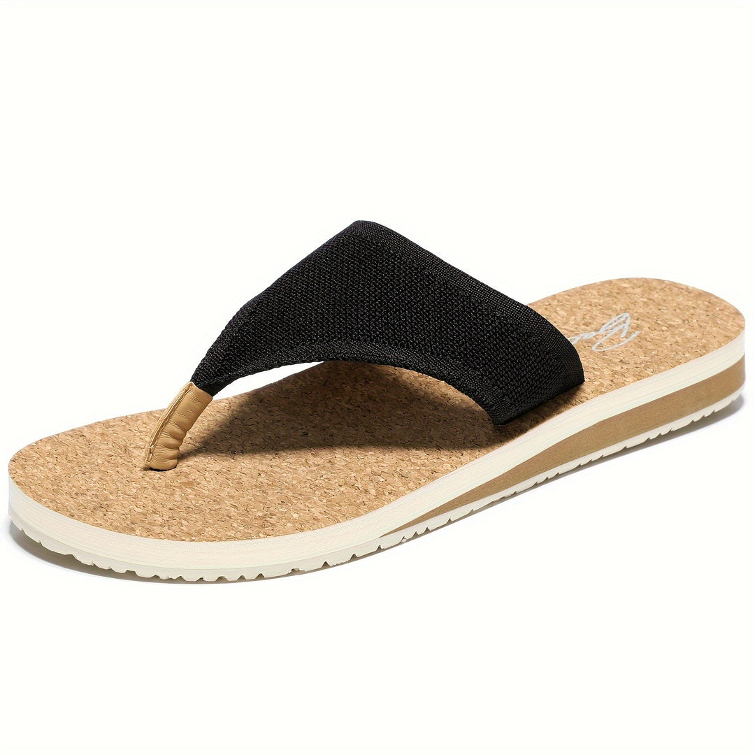 BACIA Women'S Orthopedic Flip-Flops, Casual T-Strap Flat Heel, Solid Color Fabric Upper with EVA Insole & MD Sole, Comfort Arch Support, with Hand Washable for Summer