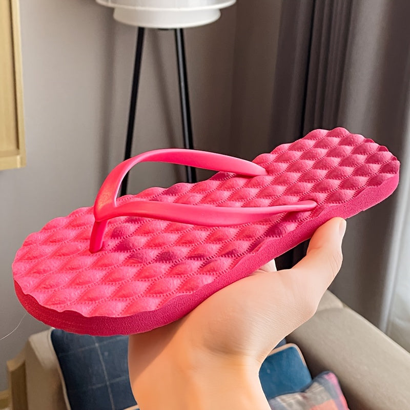 Summer Candy Color Flip Flops, Stylish Lightweight Summer Beach Flat Slide Shoes, Comfy Indoor & Outdoor Vacation Slides
