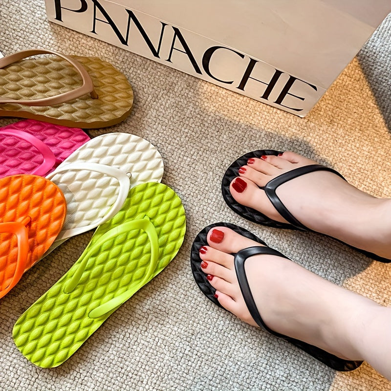 Summer Candy Color Flip Flops, Stylish Lightweight Summer Beach Flat Slide Shoes, Comfy Indoor & Outdoor Vacation Slides