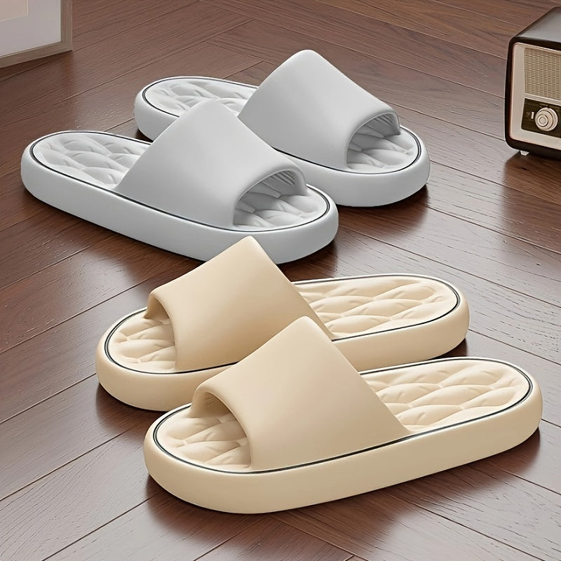 Unisex Solid Colour Open Toe Breathable Slippers, Comfy Non Slip Casual EVA Slides For Men's & Women's Indoor Activities
