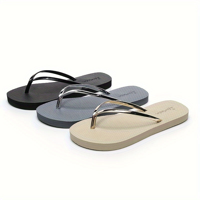 Women's Trendy Flip Flops, Casual Clip Toe Summer Shoes, Lightweight Slip On Beach Shoes