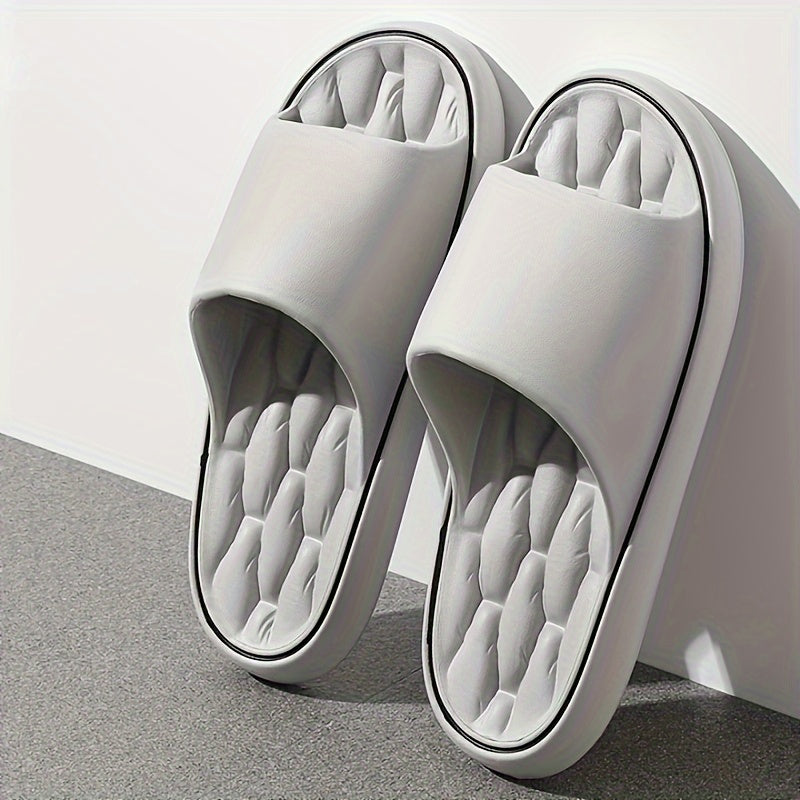 Unisex Solid Colour Open Toe Breathable Slippers, Comfy Non Slip Casual EVA Slides For Men's & Women's Indoor Activities