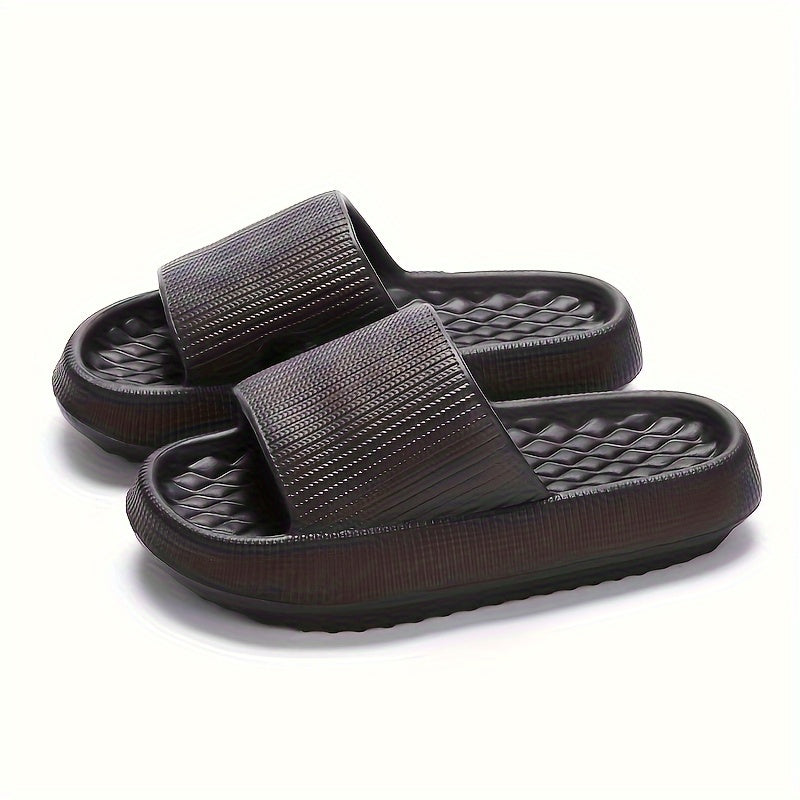Solid Color EVA Pillow Slides, Lightweight Soft Sole Home Shower Slides, Comfort Beach Slides
