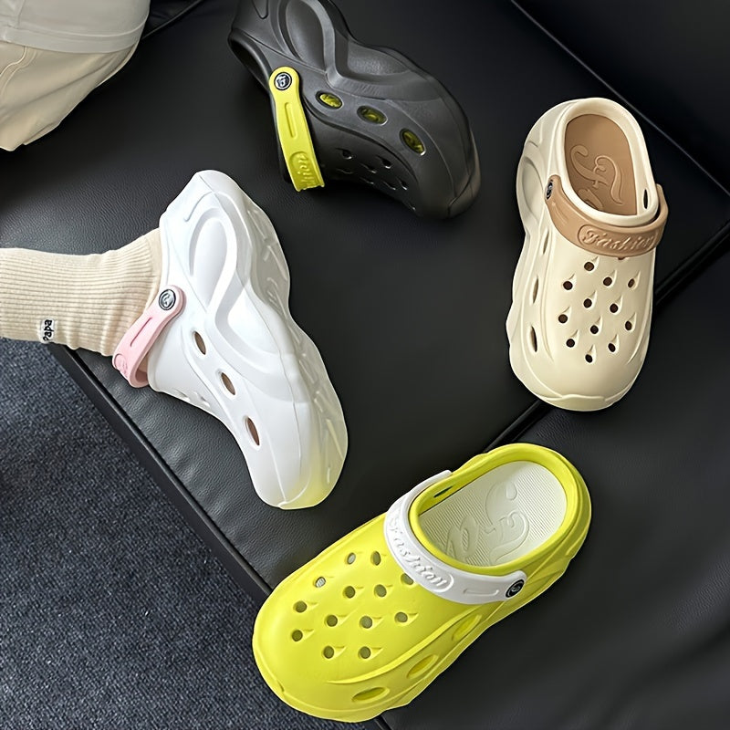 Women's Breathable Summer Clogs - Casual Solid Color, Slip-On Garden Shoes with Closed Toe Design, EVA Material
