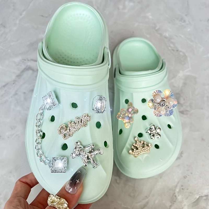Breathable EVA Clogs for Couples - Casual Cartoon Design, All-Season Beach & Garden Sandals with Flat Sole