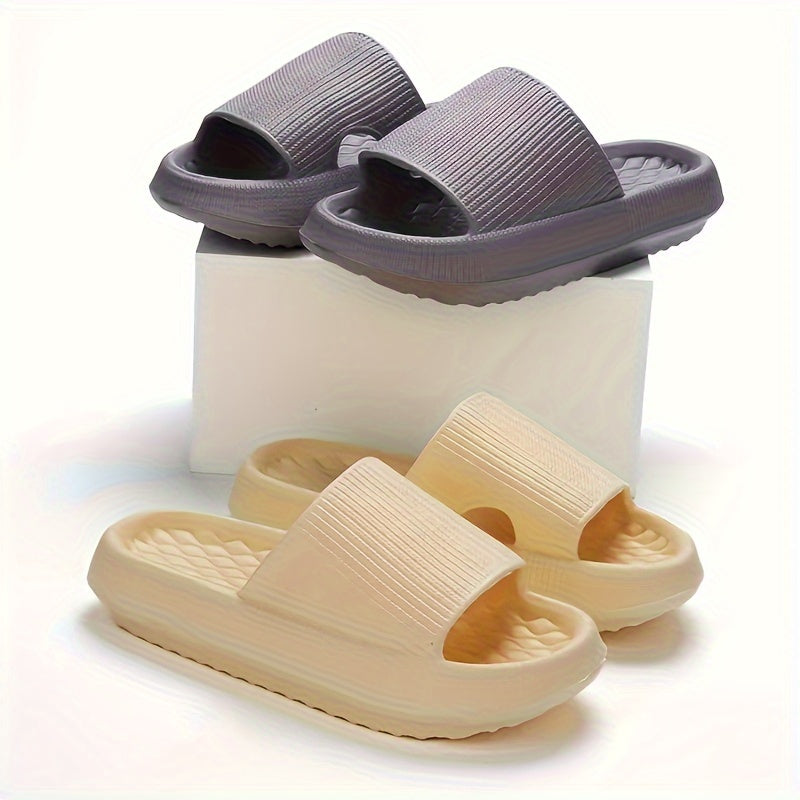 Solid Color EVA Pillow Slides, Lightweight Soft Sole Home Shower Slides, Comfort Beach Slides