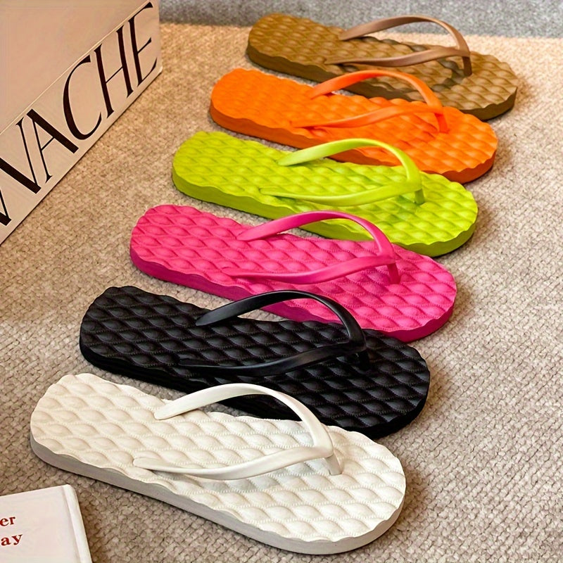 Summer Candy Color Flip Flops, Stylish Lightweight Summer Beach Flat Slide Shoes, Comfy Indoor & Outdoor Vacation Slides