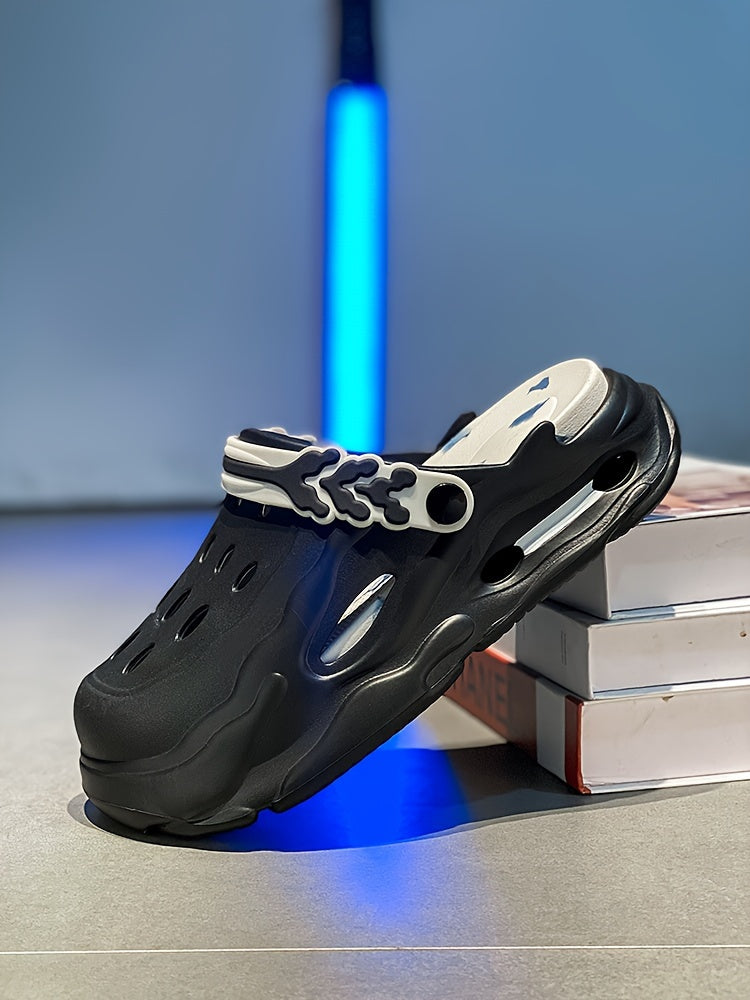 Men's Trendy Solid Color Close Toe Breathable Chunky Clogs, Comfy Non Slip Durable Anti Odor EVA Slippers For Men's Summer Outdoor Activities