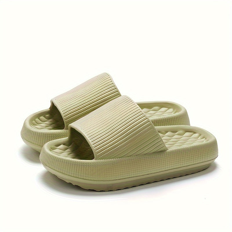 Solid Color EVA Pillow Slides, Lightweight Soft Sole Home Shower Slides, Comfort Beach Slides