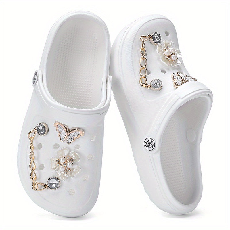 1pc Fashionable Women'S Clogs - EVA Soft-Sole, Non-Slip Comfortable & Lightweight Shoes with Floral Embellishments, Perfect for Home & Outing, All Seasons, Hand Washable, CIVHOM Brand, Home Comfort Shoes|Floral Embellished Sh