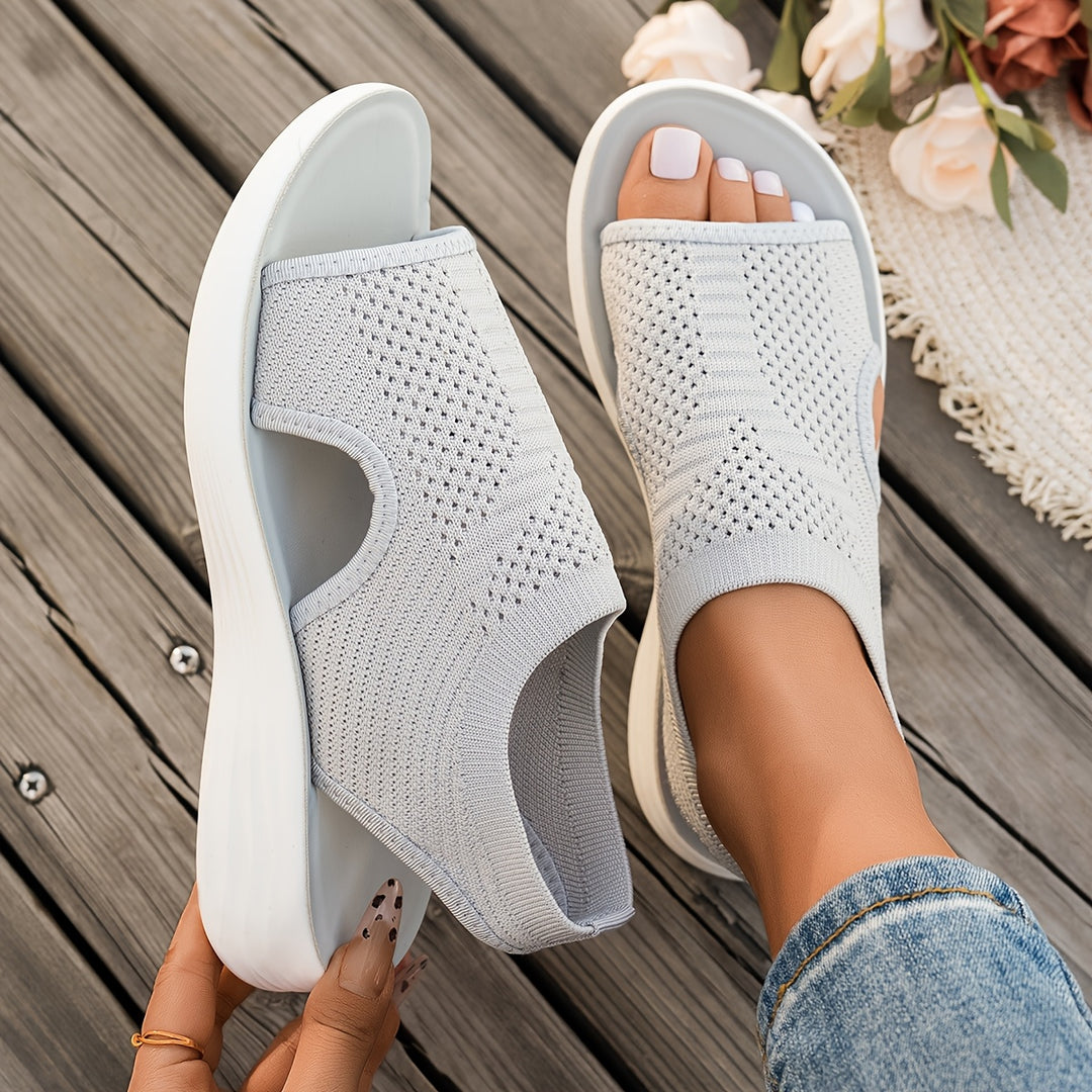 Gentle Care| Women's Comfortable Lightweight Arch Support Sandals, Solid Color Fabric Upper with Cushioned Insole and Faux Sole, Breathable Plant Fascia Relief for Spring/Summer