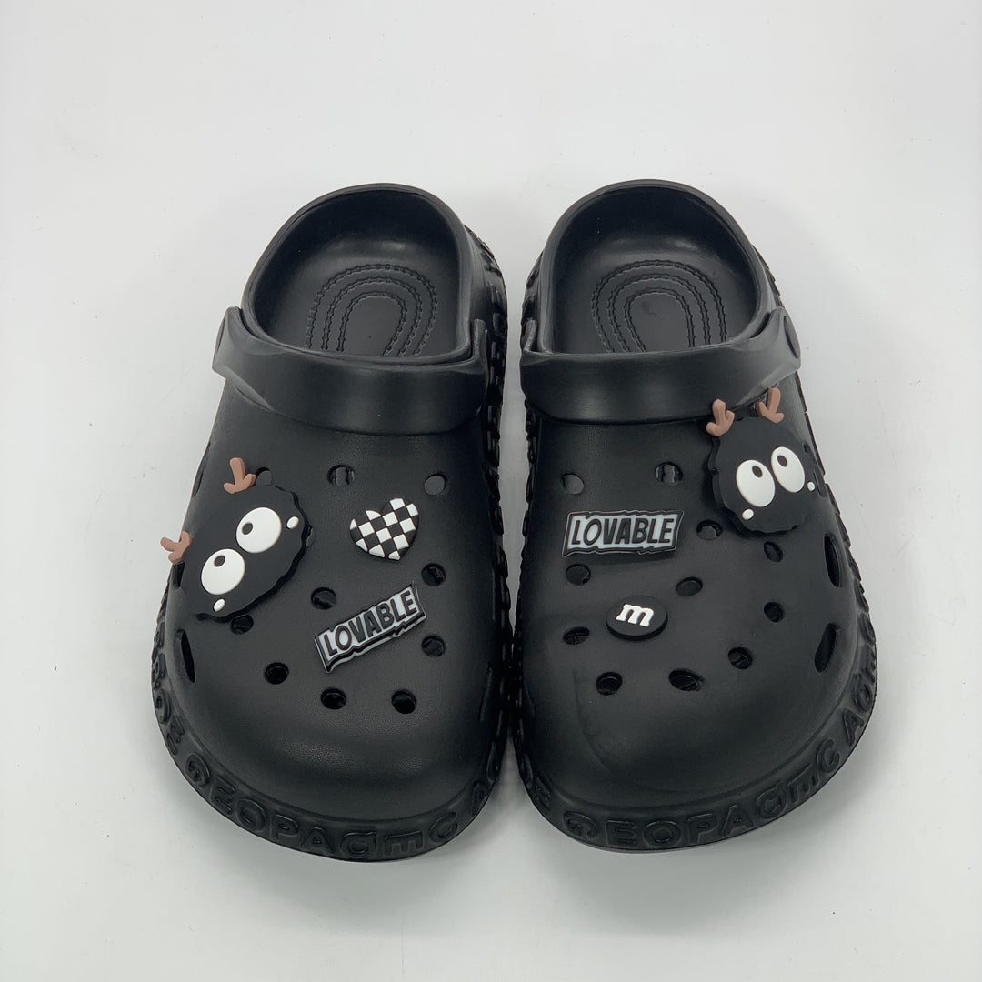 Women's Kawaii Dit Decor Clogs, Soft Sole Lightweight Closed Toe Beach Shoes, Breathable Hollow Out Garden Clogs