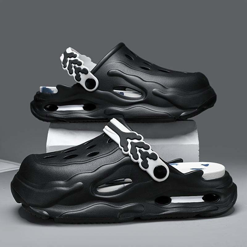 Men's Trendy Solid Color Close Toe Breathable Chunky Clogs, Comfy Non Slip Durable Anti Odor EVA Slippers For Men's Summer Outdoor Activities