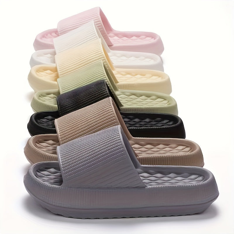 Solid Color EVA Pillow Slides, Lightweight Soft Sole Home Shower Slides, Comfort Beach Slides