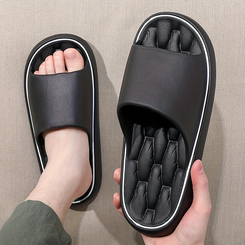 Unisex Solid Colour Open Toe Breathable Slippers, Comfy Non Slip Casual EVA Slides For Men's & Women's Indoor Activities