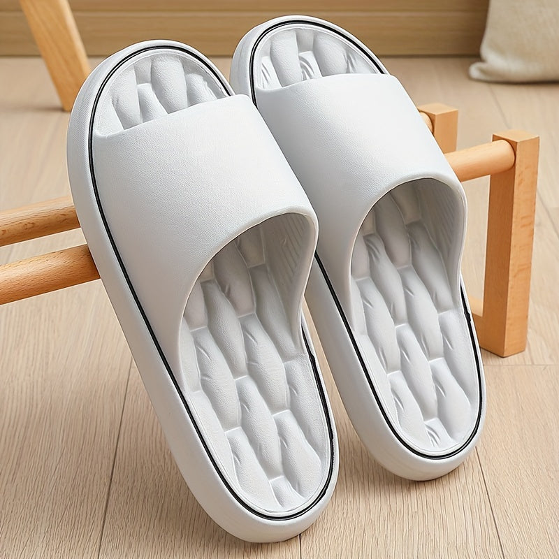 Unisex Solid Colour Open Toe Breathable Slippers, Comfy Non Slip Casual EVA Slides For Men's & Women's Indoor Activities