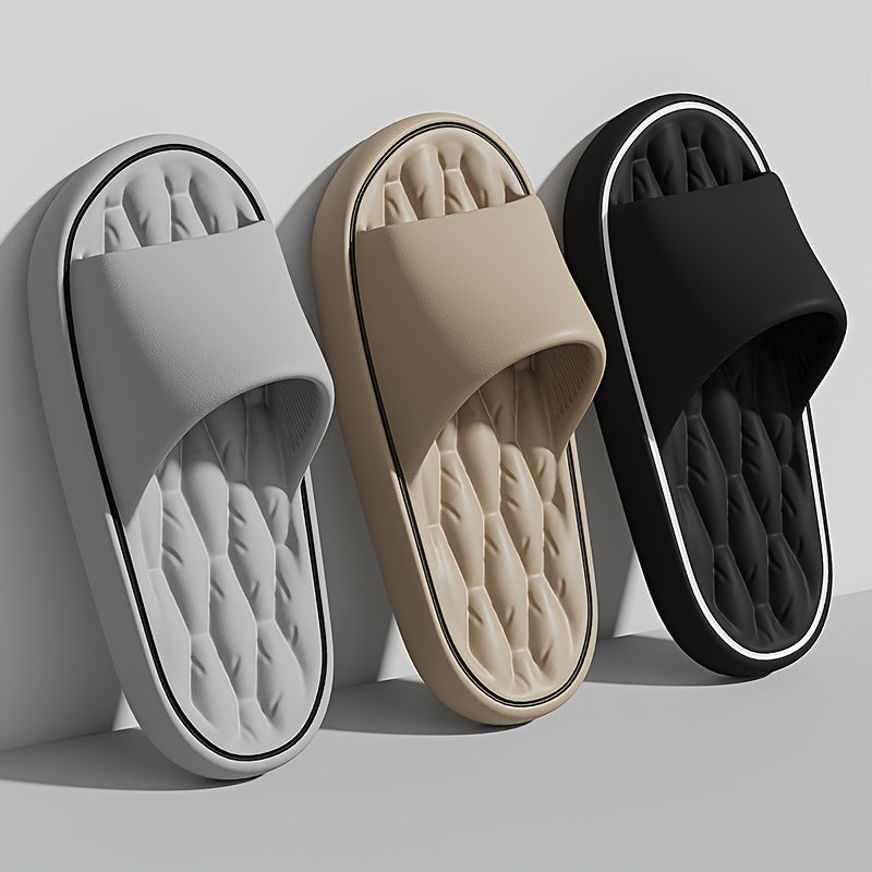 Unisex Solid Colour Open Toe Breathable Slippers, Comfy Non Slip Casual EVA Slides For Men's & Women's Indoor Activities