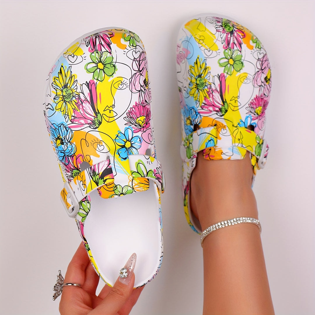 Womens Clog Shoes - Stylish Buckle Strap Flat Sandals - Comfortable Adjustable & Easy-On, Perfect For Everyday Wear