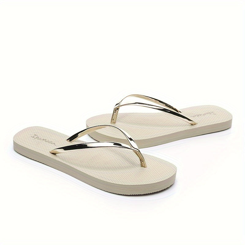 Women's Trendy Flip Flops, Casual Clip Toe Summer Shoes, Lightweight Slip On Beach Shoes