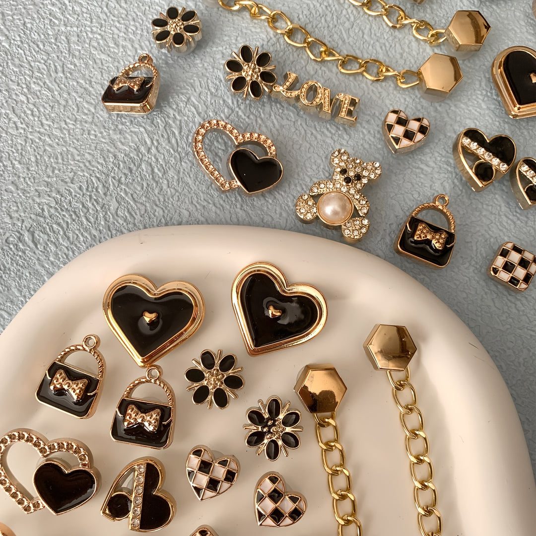 22pcs/set Decorative Shoe Charms Set, Bear Love Shoe Accessories, Detachable DlY Shoes Accessories