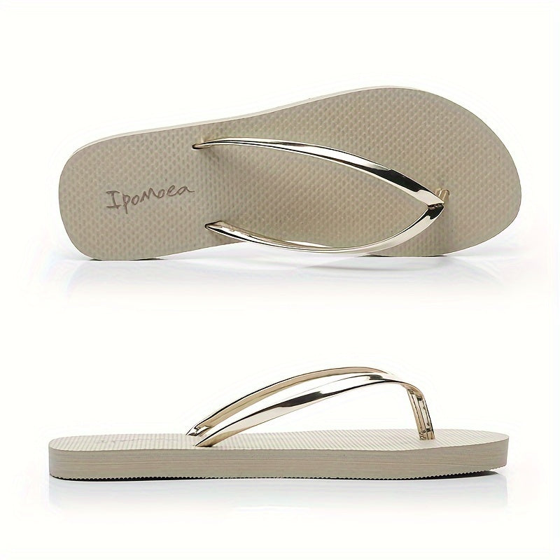 Women's Trendy Flip Flops, Casual Clip Toe Summer Shoes, Lightweight Slip On Beach Shoes