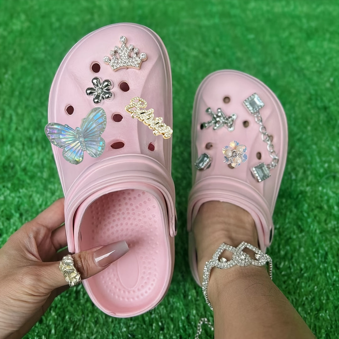 Women'S EVA Beach Shoes, Breathable Thick Sole Round Toe Mary-jane Sandals, Solid Color, No Printing, EVA Upper, Inner, Sole, Insole Material
