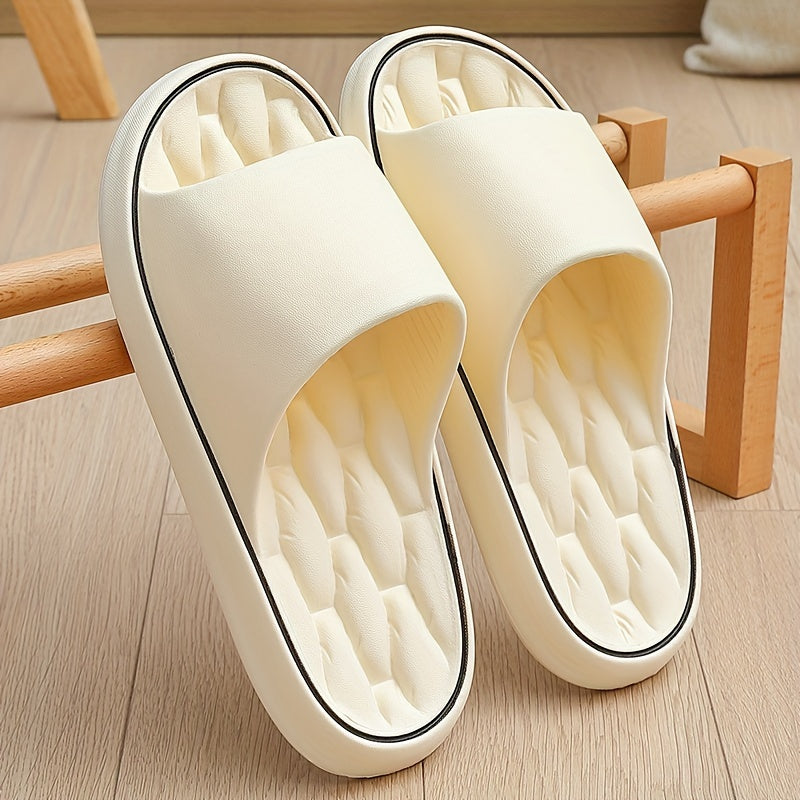 Unisex Solid Colour Open Toe Breathable Slippers, Comfy Non Slip Casual EVA Slides For Men's & Women's Indoor Activities
