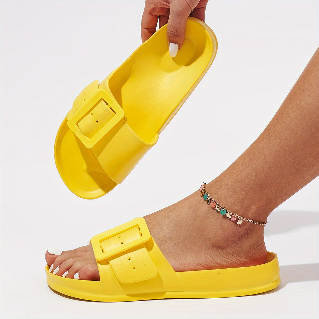 Women's Adjustable Buckle Outdoor Slippers, Casual & Comfortable Indoor Slippers, Women's Beach Slides