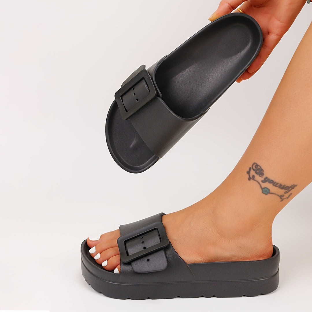 Women's Adjustable Buckle Outdoor Slippers, Casual & Comfortable Indoor Slippers, Women's Beach Slides