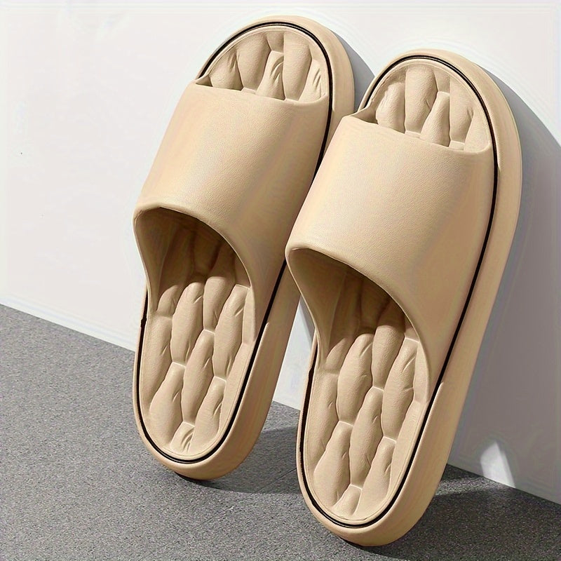 Unisex Solid Colour Open Toe Breathable Slippers, Comfy Non Slip Casual EVA Slides For Men's & Women's Indoor Activities