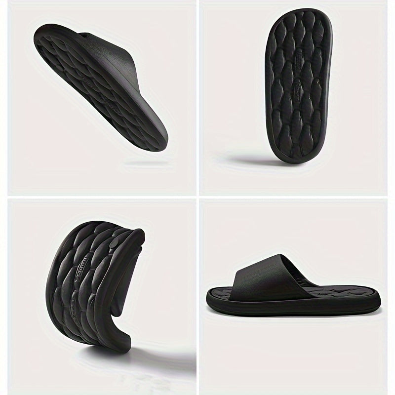 Unisex Solid Colour Open Toe Breathable Slippers, Comfy Non Slip Casual EVA Slides For Men's & Women's Indoor Activities