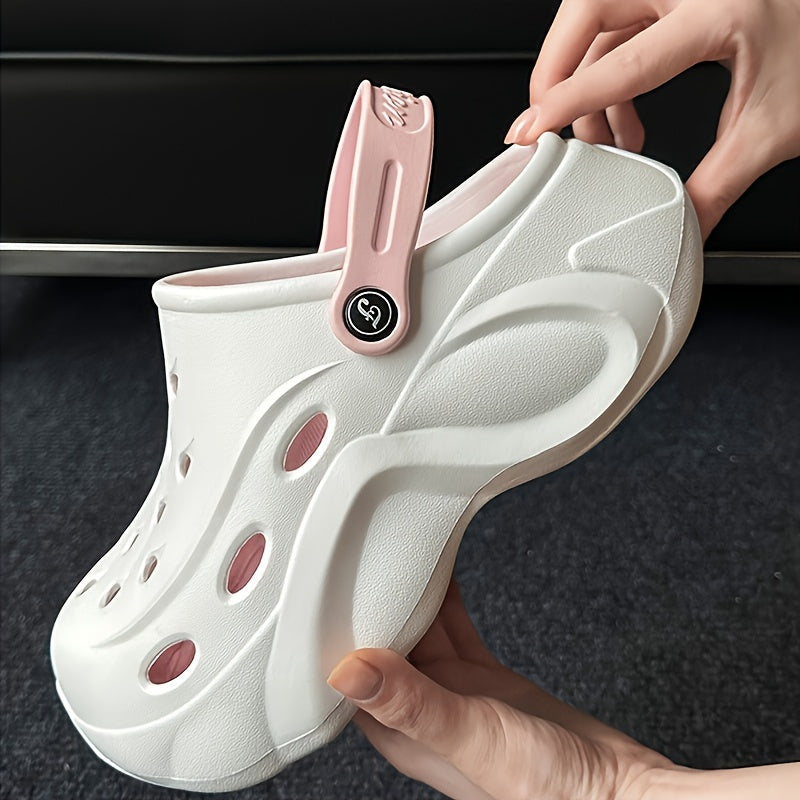 Women's Breathable Summer Clogs - Casual Solid Color, Slip-On Garden Shoes with Closed Toe Design, EVA Material