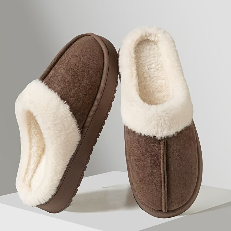Women's Cozy Plush Fleece Lined Warm EVA Slippers, Winter Indoor Couple Slippers, Non-Slip House Shoes