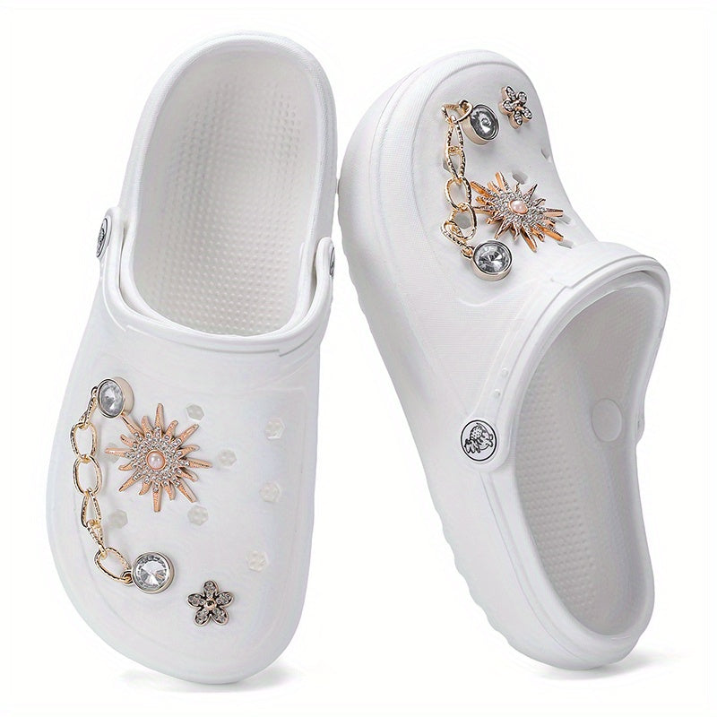 1pc Fashionable Women'S Clogs - EVA Soft-Sole, Non-Slip Comfortable & Lightweight Shoes with Floral Embellishments, Perfect for Home & Outing, All Seasons, Hand Washable, CIVHOM Brand, Home Comfort Shoes|Floral Embellished Sh