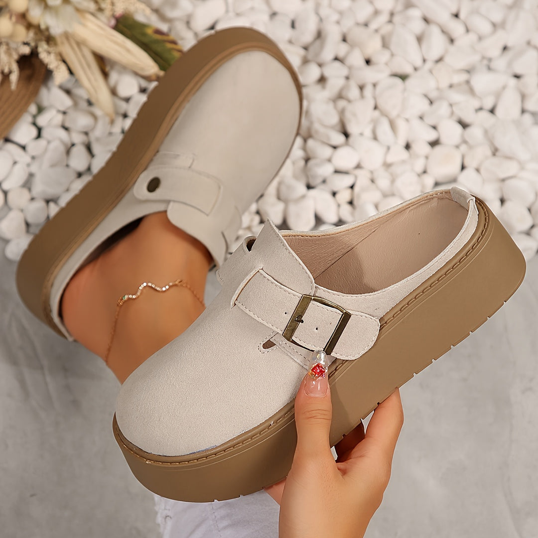 Retro Thick-Soled Half-Slippers for Women in Autumn, New Style for Heightening And Wearing Outside, Lazy Slip-On Slippers