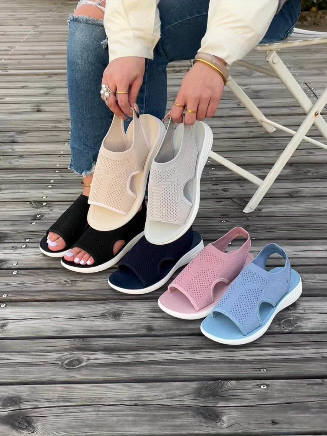 Gentle Care| Women's Comfortable Lightweight Arch Support Sandals, Solid Color Fabric Upper with Cushioned Insole and Faux Sole, Breathable Plant Fascia Relief for Spring/Summer