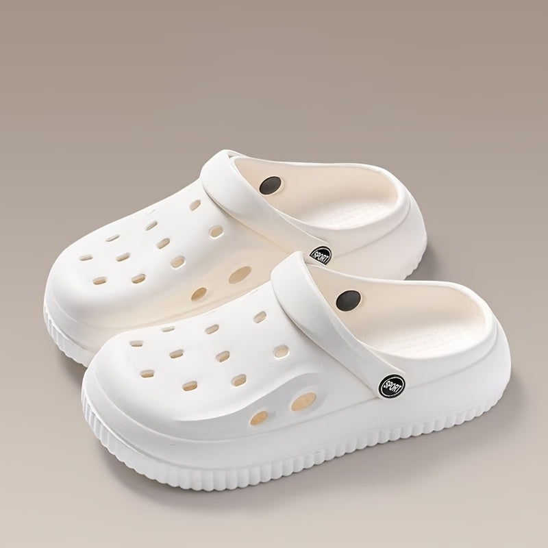 EVA Clogs, Breathable Solid Color Slip-On Sandals, Comfortable Flat Heel Beach Pool Shoes for Men and Women, Hole Shoes, Trendy