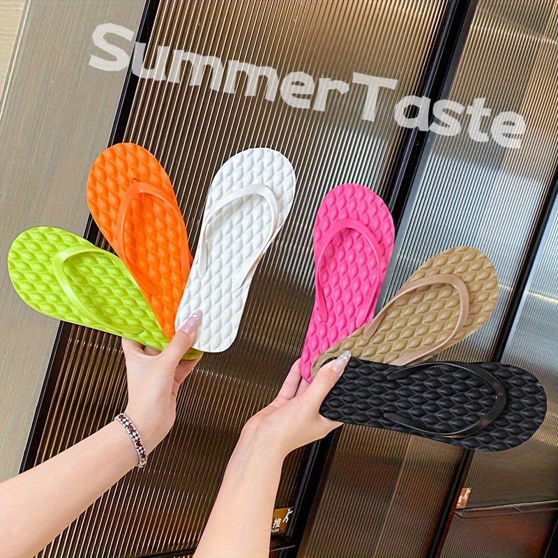 Summer Candy Color Flip Flops, Stylish Lightweight Summer Beach Flat Slide Shoes, Comfy Indoor & Outdoor Vacation Slides