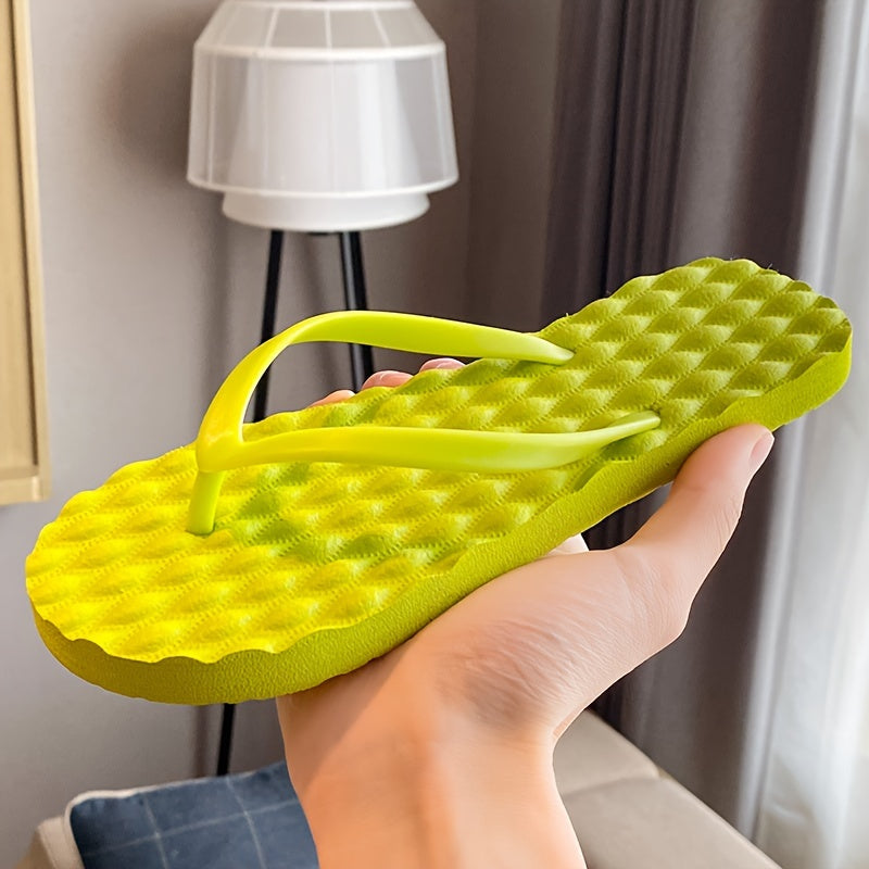 Summer Candy Color Flip Flops, Stylish Lightweight Summer Beach Flat Slide Shoes, Comfy Indoor & Outdoor Vacation Slides