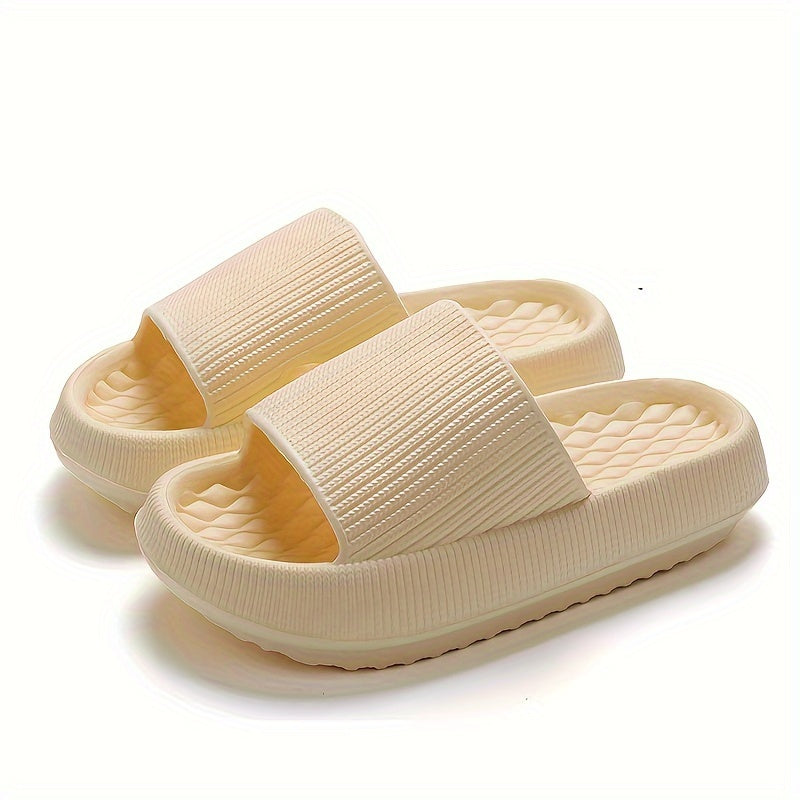 Solid Color EVA Pillow Slides, Lightweight Soft Sole Home Shower Slides, Comfort Beach Slides