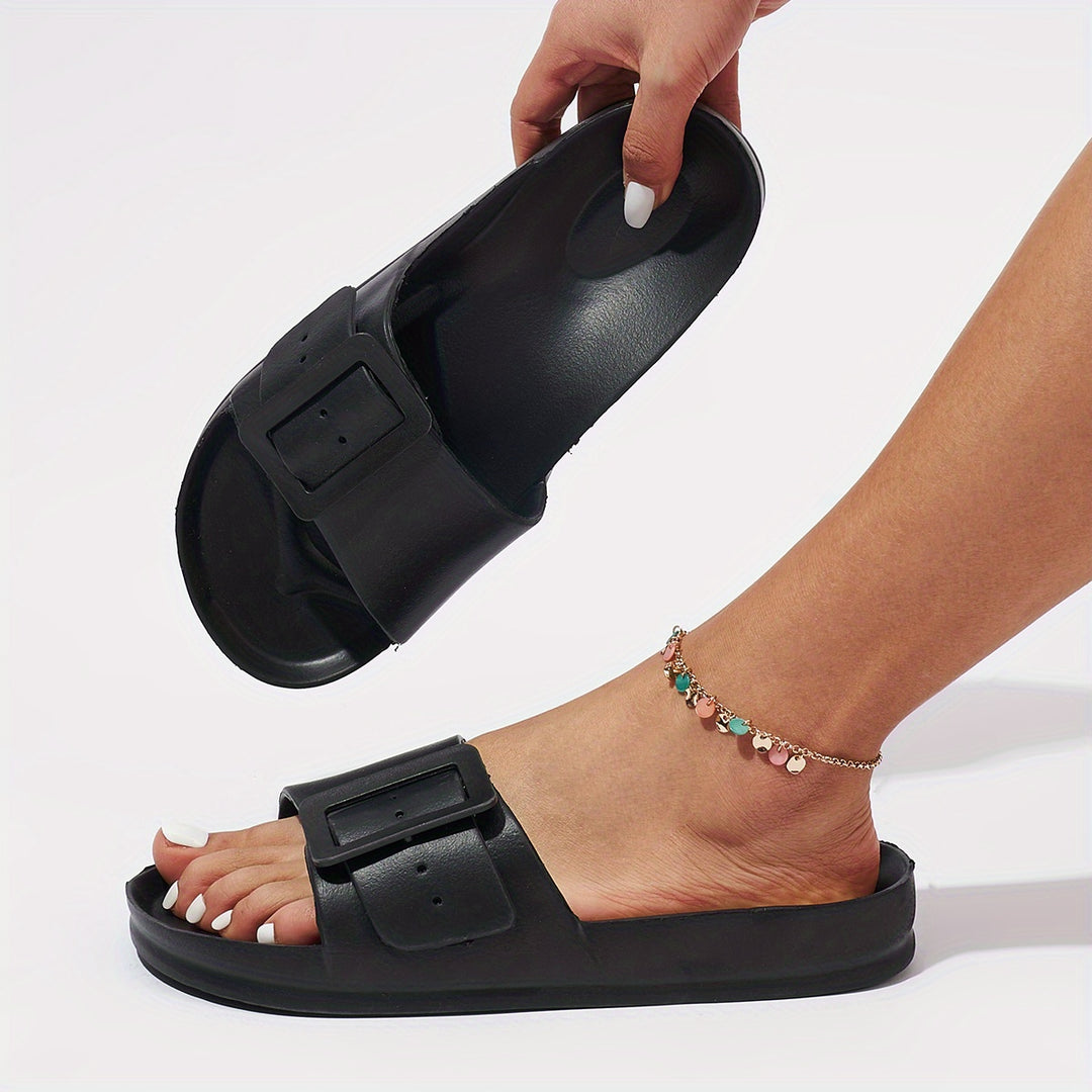 Women's Adjustable Buckle Outdoor Slippers, Casual & Comfortable Indoor Slippers, Women's Beach Slides